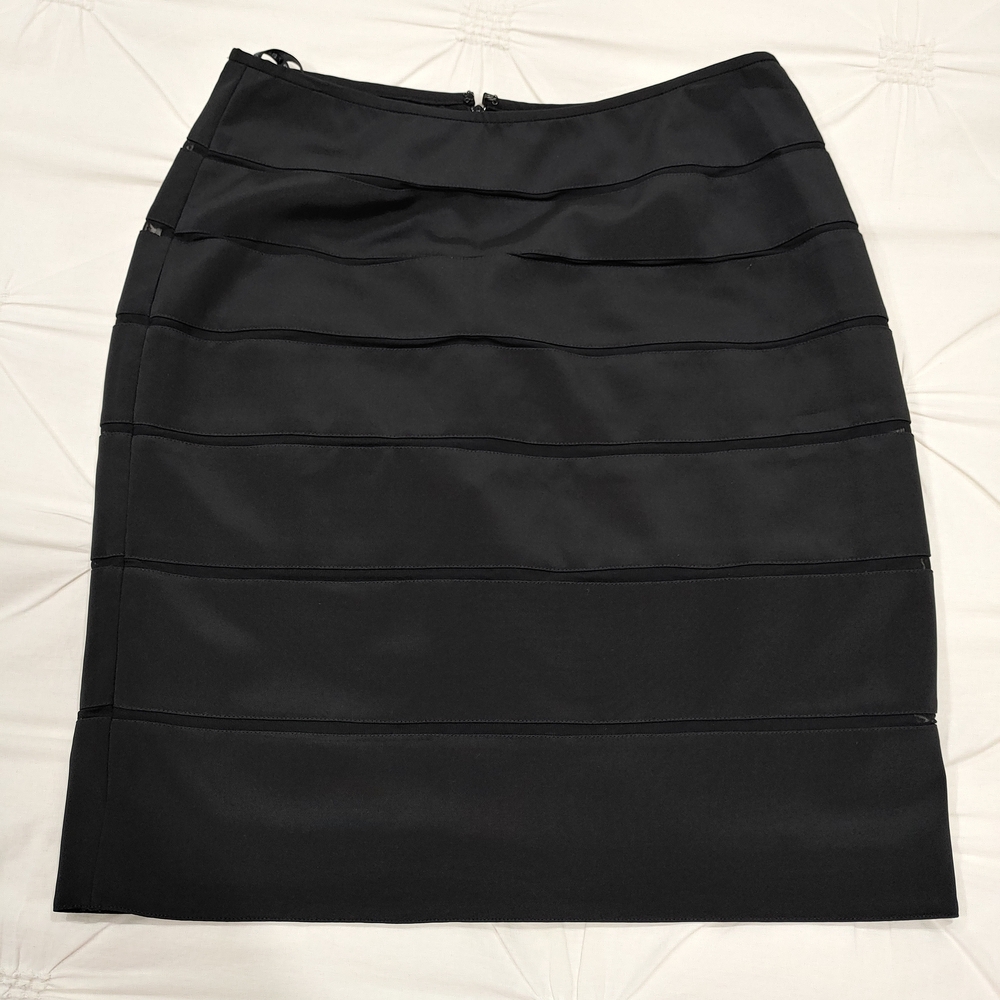 Chetta B Sherrie Bloom & Peter Noviello Black Silk Pencil Skirt. Size 10